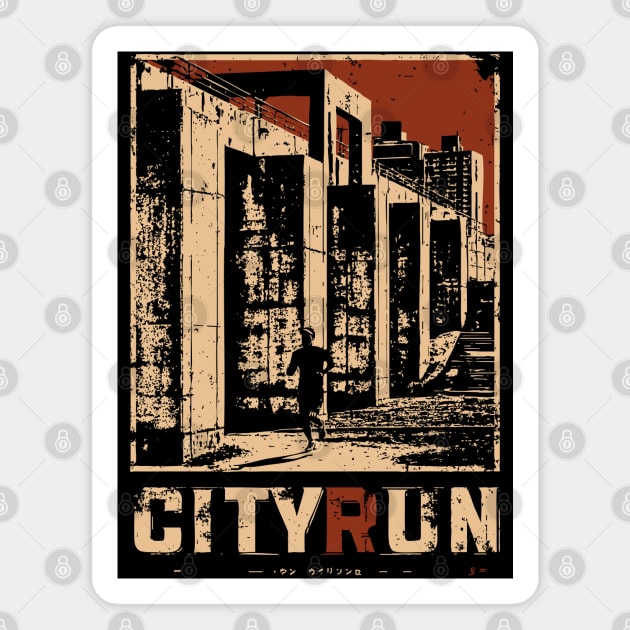 City Run – Futuristic Urban Escape Cyberpunk Poster Magnet by TuncGK